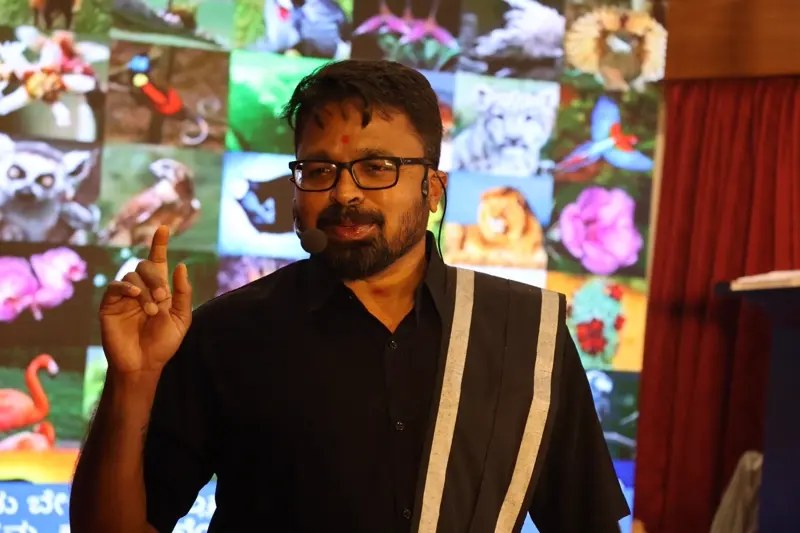 Guruji making a point during presentation